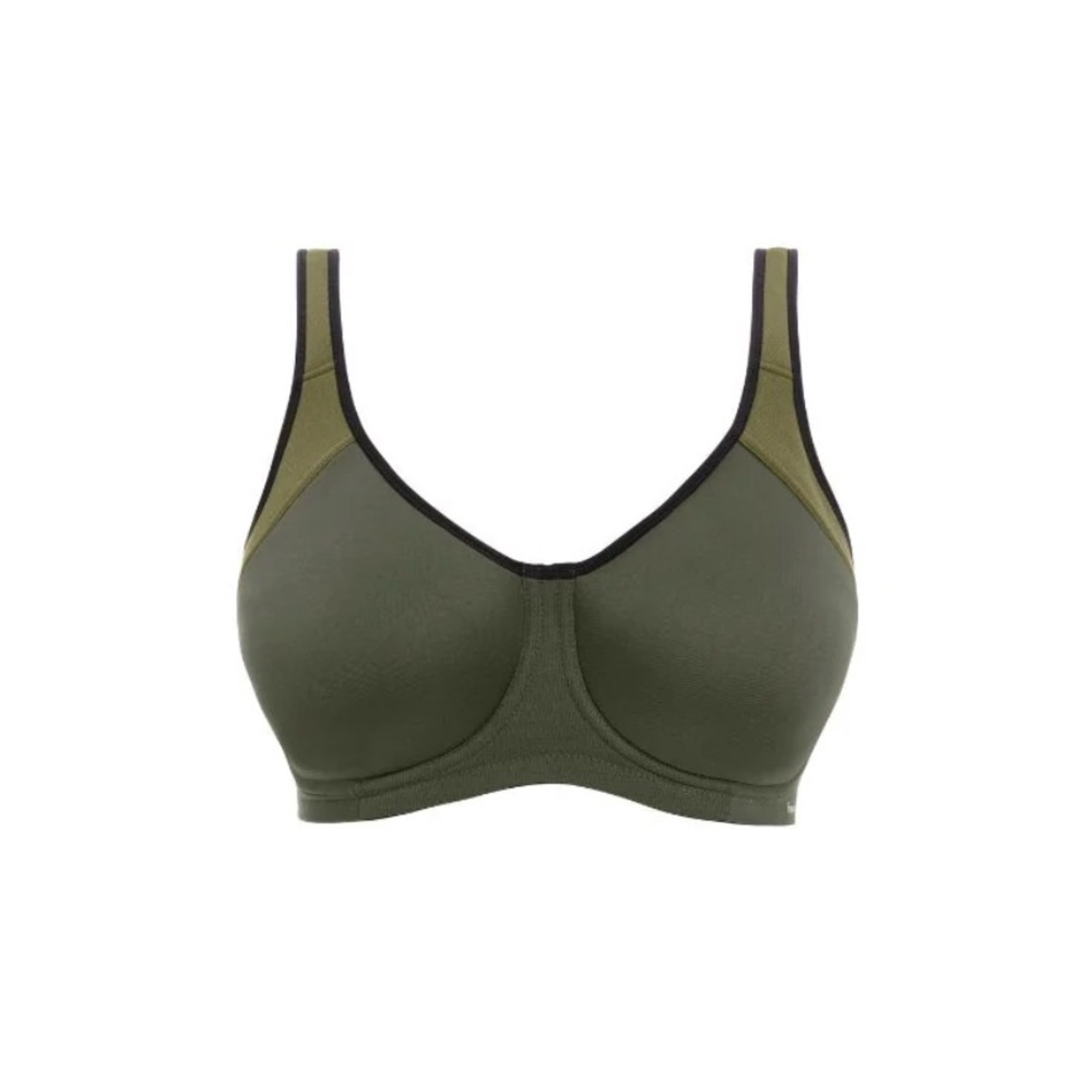 FREYA Sonic Moulded High Impact Underwire Sports Bra Green Khaki NWT Size 30K US
